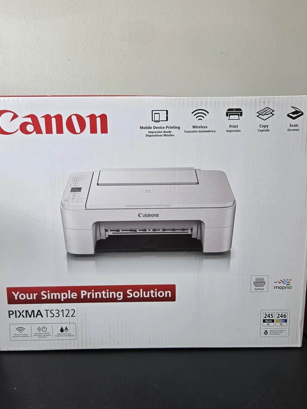 Canon PIXMA TS3122 Inkjet Printer Box Wireless All-In-One